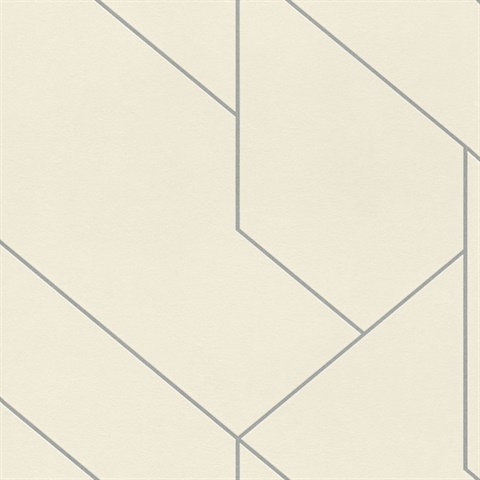 Pollock White & Silver Gilded Geometric Textured Wallpaper