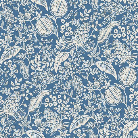 Pomegranate Blue & Ivory Peel & Stick Wallpaper