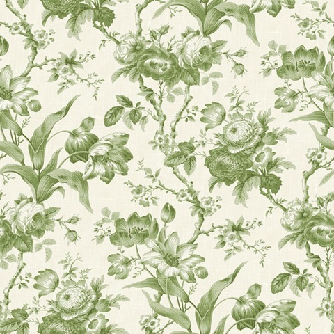 Pomme Faux Linen Toile En Rose Wallpaper