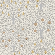 Pomona Light Grey Fruit Tree Wallpaper