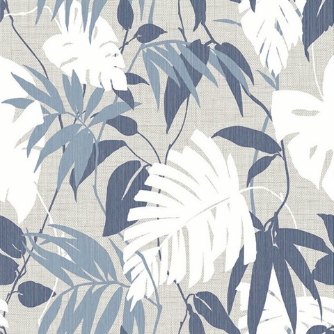 Pontoloc River Blues Leaf Wallpaper