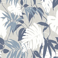 Pontoloc River Blues Leaf Wallpaper