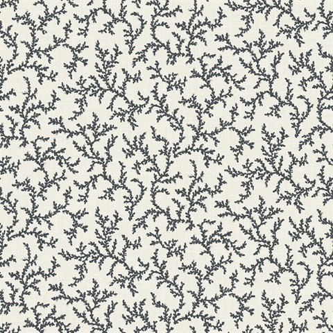 Poppy Seed Leaf Coral Toile Corail Wallpaper