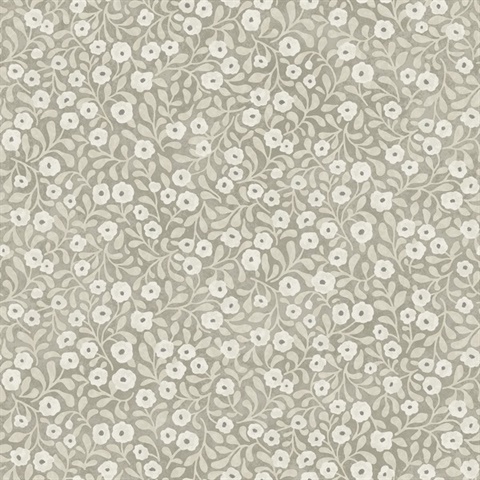 Poppy Trail Grey Floral Wallpaper