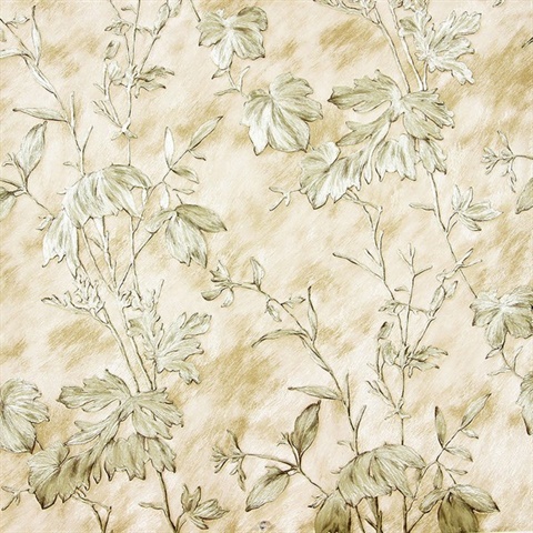 Portofino Beige Cow Leaves Wallpaper