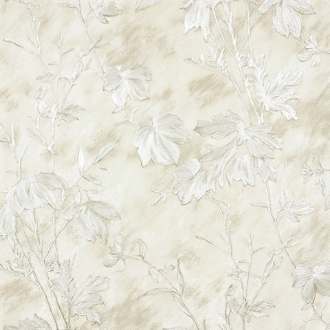 Portofino Off-White Cow Leaves Wallpaper