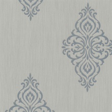 Powell Aqua Damask Medallion Wallpaper