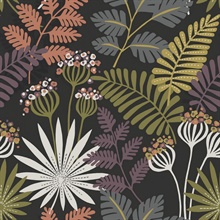 Praslin Black Botanical Wallpaper