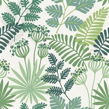 Praslin Green Botanical Wallpaper