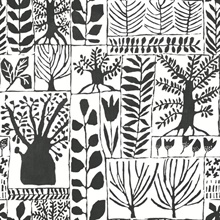 Black &amp; White Primitive Trees Scandinavian Wallpaper