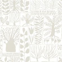 White &amp; Greige Primitive Trees Scandinavian Wallpaper