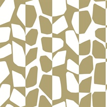 White & Gold Primitive Abstract Vines & Leaves Wallpaper