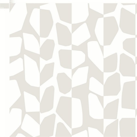 White & Grey Primitive Abstract Vines & Leaves Wallpaper