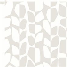 White & Grey Primitive Abstract Vines & Leaves Wallpaper