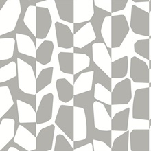 White &amp; Greige Primitive Abstract Vines &amp; Leaves Wallpaper