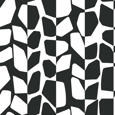 Black & White Primitive Abstract Vines & Leaves Wallpaper