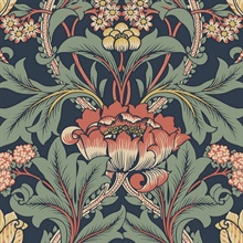 Primrose Floral Denim Blue & Auburn Peel and Stick Wallpaper