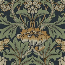 Primrose Floral Midnight Blue & Goldenrod Peel and Stick Wallpaper