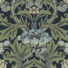 Primrose Floral Midnight Blue & Sage Peel and Stick Wallpaper