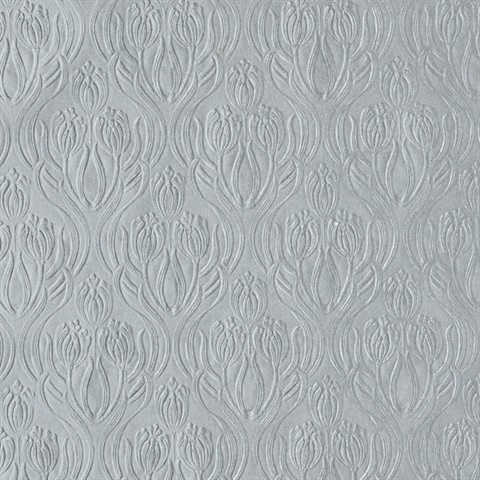 Printemps Silver Tulip Ogee Wallpaper