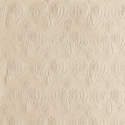 Printemps Taupe Tulip Ogee Wallpaper
