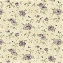 Priscilla Purple Peony Floral Trail Wallpaper