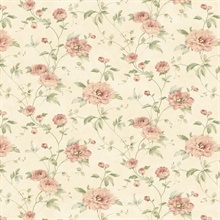 Priscilla Red Peony Floral Trail Wallpaper