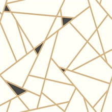 White &amp; Gold Prismatic Modern Geometric Lines Wallpaper