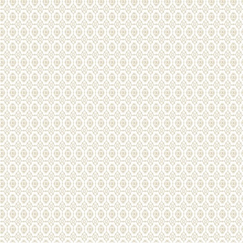 Priti Beige Floral Geo Grid Wallpaper