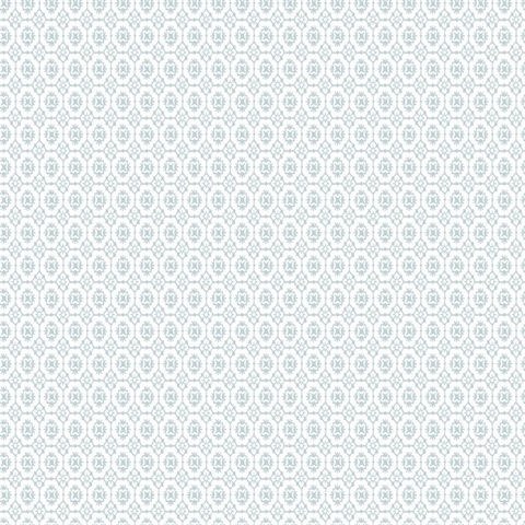 Priti Light Blue Floral Geo Grid Wallpaper