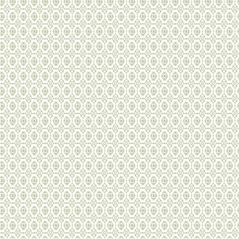 Priti Sage Floral Geo Grid Wallpaper