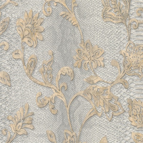 Puglia Light Grey Python Scroll Wallpaper