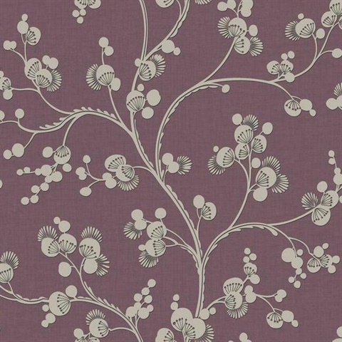 Purple Dahlia Trail Prepasted Wallpaper