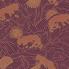 Purple &amp; Orange Tibetan Tigers Wallpaper