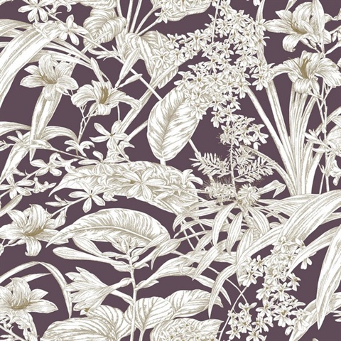 Purple Orchid Conservatory Toile Wallpaper