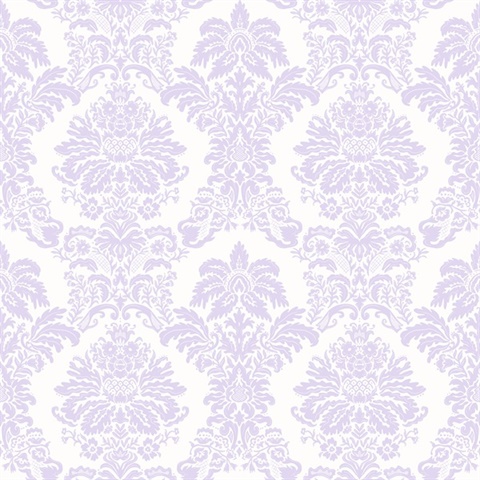 Purple Pastel Princess Damask Commercial Wallpaper