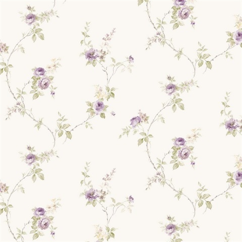 Purple Wedding Petite Floral Trail Wallpaper