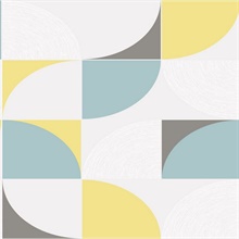 Quarter Circles Color Metallic Dandelion & Aqua Wallpaper