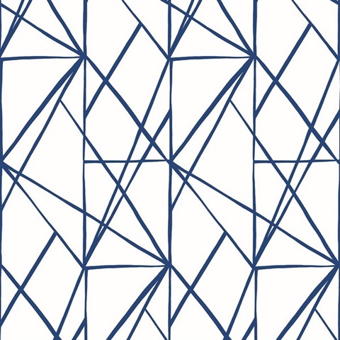 Quartz Geo Geometric Navy Blue Peel and Stick Wallpaper