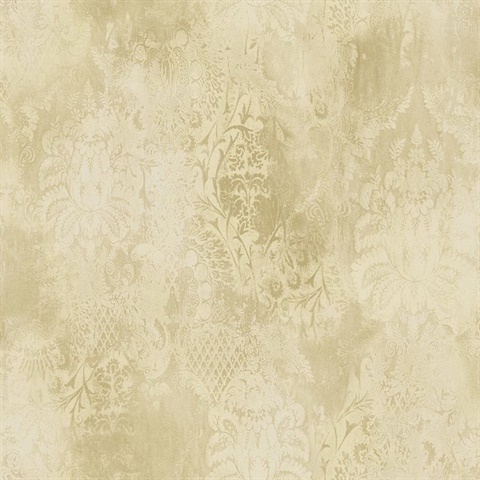Biscotti Faded Damask Wallpaper