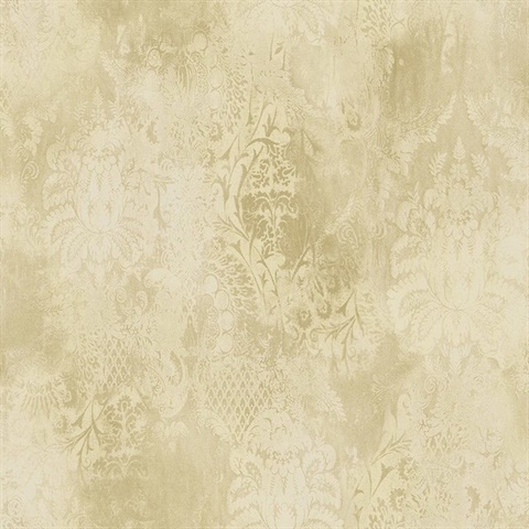 Queensmill 27 Biscotti Faded Damask Wallpaper