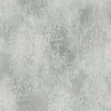 Queensmill 27 Stone Faded Damask Wallpaper