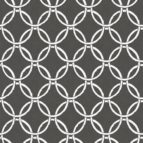 Quelala Black Ring Ogee Wallpaper