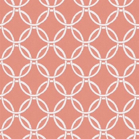 Quelala Coral Pink Ring Ogee Wallpaper