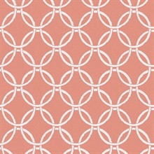 Quelala Coral Pink Ring Ogee Wallpaper