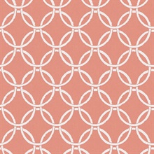 Quelala Coral Pink Ring Ogee Wallpaper