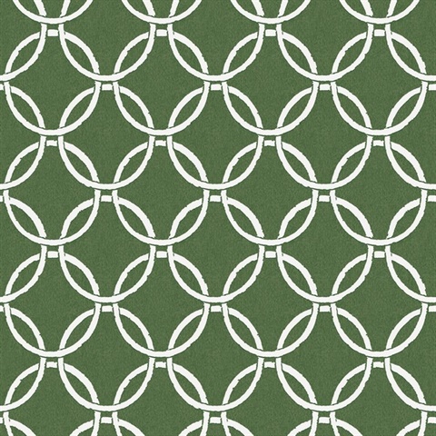 Quelala Green Ring Ogee Wallpaper