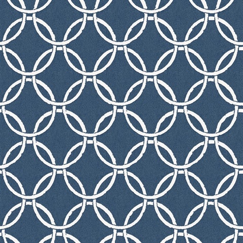 Quelala Navy Blue Ring Ogee Wallpaper