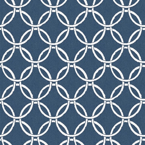 Quelala Navy Blue Ring Ogee Wallpaper