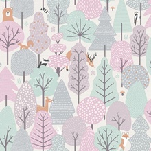 Quillen Pink Foiled Forest Animals Wallpaper